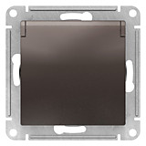 Розетка ATLASDESIGN с заземлением со шторками с крышкой 16А IP20 механизм мокко (ATN000646)