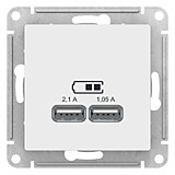 Розетка ATLASDESIGN USB 5В 1 порт х 2,1 А 2 порт х 1,05 А механизм белый