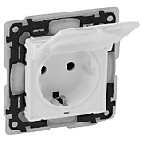 Valena LIFE IP44 Розетка силовая 2К+З со шторками с крышкой белая